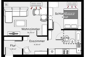 2 Zimmer Wohnung fussläufig zu Uni Hohenheim, ÖPNV und Blick ins Grüne – Die vollständige Adresse der Immobilie erhältst du vom Anbieter., 70599 Birkach-Süd, Stuttgart – Vorschaubild 2