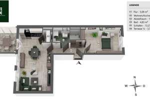 Achtung: Nur mit Wohnberechtigungsschein Stufe 3: Moderne 2-Zimmer-Wohnung mit Terrasse im Hubland – Die vollständige Adresse der Immobilie erhältst du vom Anbieter., 97074 Frauenland, Würzburg – Vorschaubild 11