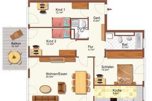Moderne helle 4 Zimmer- Wohnung mit Blick auf Pasinger Stadtpark – möbliert – Die vollständige Adresse der Immobilie erhältst du vom Anbieter., 81241 Pasing, München – Vorschaubild 2