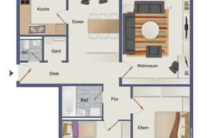 Wohnkomfort mit Ausblick: Gepflegte 4-Zimmer-Wohnung mit Balkon – 70499 Giebel, Stuttgart – Vorschaubild 10