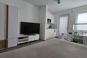 1-Zimmer-Apartement mit kleiner Terrasse und Küche (oder auf Wunsch vollmöbliert)
