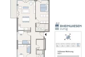 In erster Reihe zum Rhein: Moderne 5-Zimmer-Wohnung in Altstadt-Nähe – An den Rheinwiesen 8-16, 55120 Neustadt, Mainz – Vorschaubild 2