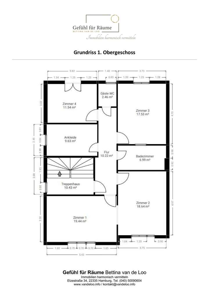 1. Obergeschoss Grundriss mit 