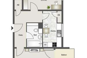 2-Zimmer Wohnung in Werne – Staudengarten 16, 44894 Werne, Bochum – Vorschaubild 3