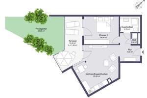 Zum Verkauf: möblierte 2 Zimmer-Wohnung mit großzügigem Garten und TG-Stellplatz – 79115 Haslach-Gartenstadt, Freiburg im Breisgau – Vorschaubild 13