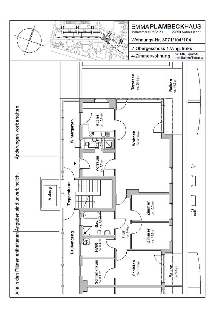 Grundriss 4 Zi.-Penthouse-Whg.