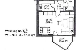Loggia-Wohnung im Erdgeschoss mit 47,6 m² in Hannover