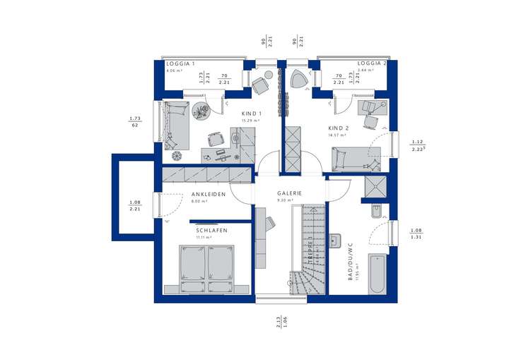 Grundrissbeispiel Obergeschoss