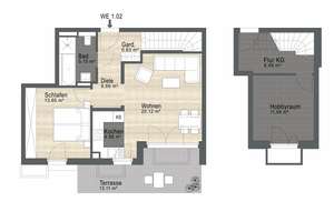 2,5-Zimmer-Gartenwohnung, Süd-West Terrasse + Homoffice/Gast im UG – Aubing-Ost-Straße 68/70, 81245 Altaubing, München – Vorschaubild 2