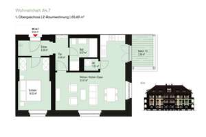 Ankommen & Zuhause sein | Balkon | Großzügiger Wohn-und Essbereich | Modernes Bad | HWR | Aufzug – Georg-Lehmann-Bogen 9, 4289 Meusdorf, Leipzig – Vorschaubild 2