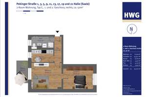 Komfortable 2-Raumwohnung mit ebenerdiger Dusche! – Pekinger Straße 5, 6130 Südstadt, Halle (Saale) – Vorschaubild 9