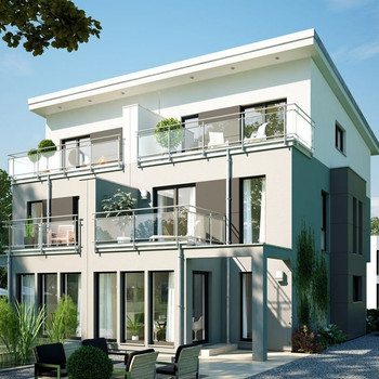 Modernes Traumhaus - Transparenter Wintergarten mit Balkon