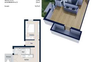 Möbliert kaufen + sofort vermieten: 2-Zi 57m² Aubing | 7.300 €/m² | KfW A+ Kapitalanlage – Bodensee Str. 293, 81248 Aubing-Süd, München – Vorschaubild 2