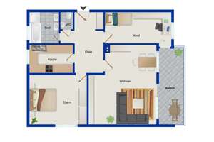 Lichtdurchflutete 3,5-Zimmer-Eigentumswohnung mit Balkon und Garage in Karlsruhe-Wolfartsweier – Die vollständige Adresse der Immobilie erhältst du vom Anbieter., 76228 Wolfartsweier, Karlsruhe – Vorschaubild 6