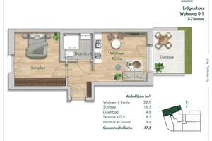 2-Zimmer Neubauwohnung im Erdgeschoss mit Sonnenterrasse in Düsseldorf-Rath – Rather Broich 154, 40470 Rath, Düsseldorf – Vorschaubild 9