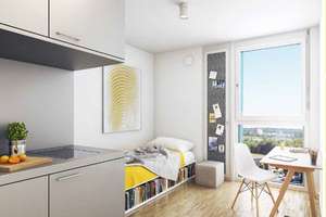 Neubau 2019: Schöne 1-Zimmer-Süd-Terrassenwohnung mit Küche und Balkon für Studenten mit Nachweis – Landsberger Straße 441, 81241 Am Westbad, München – Vorschaubild 3