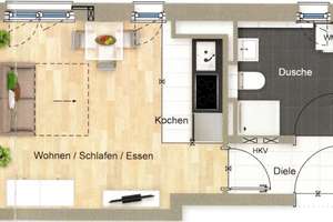 Moderne 1-Zimmer-Wohnung mit EBK in Sendling-Westpark - teilmöbiliert – Konrad-Celtis-Straße 105, 81369 Mittersendling, München – Vorschaubild 12