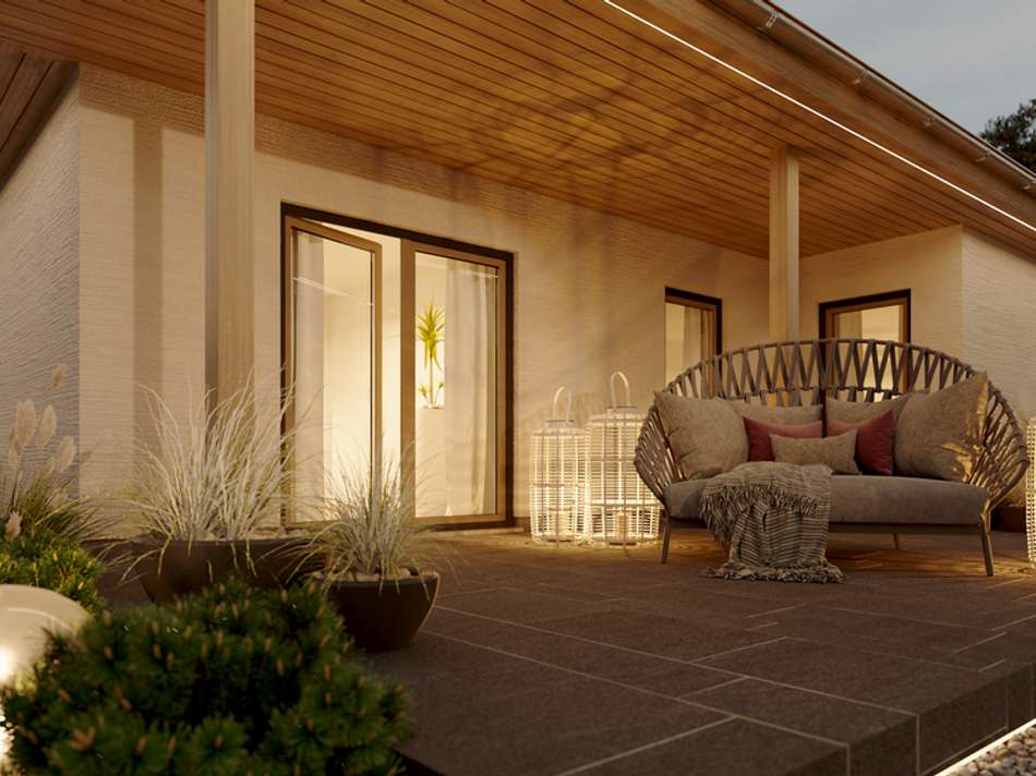 Überdachte Terrasse Abends