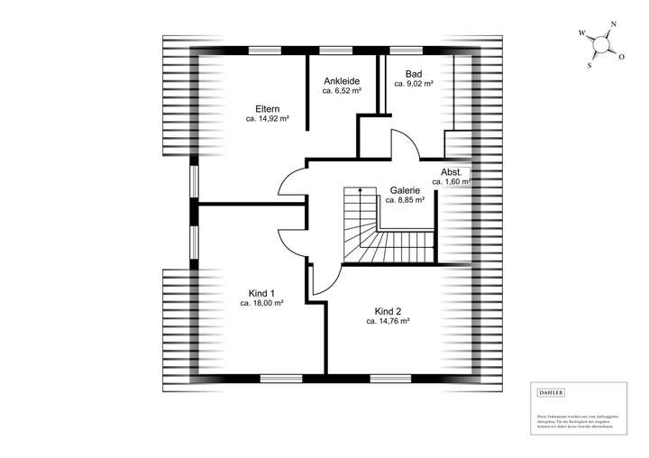 Der Grundriss im Dachgeschoss