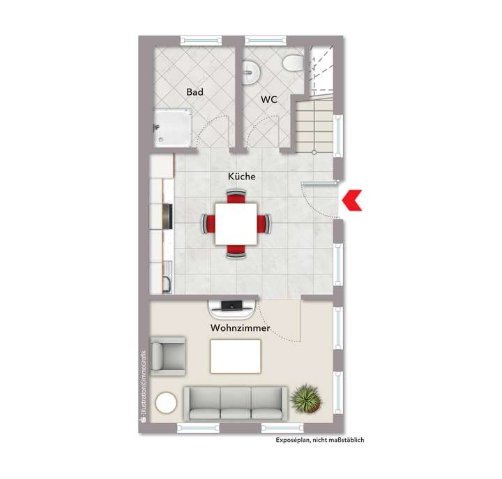 Haus links EG möbliert