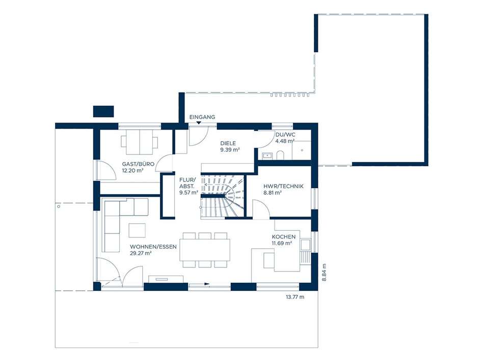Raumaufteilung Erdgeschoß