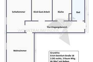 Sonnige 3 Raum-Wohnung mit Balkon und Tageslichtbad in Chemnitz-Ebersdorf – Erich-Steinfurth-Straße 18, 9131 Chemnitz – Vorschaubild 2