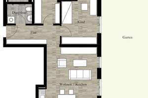 Helle, moderne  3-Zimmer-Wohnung mit Garten – Am Eisfeld 14, 80995 Ludwigsfeld, München – Vorschaubild 2