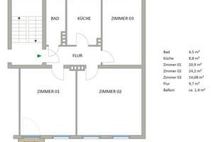 Helle 3-Zimmer Wohnung mit Balkon in Hannover Alt-Döhren – Borgentrickstraße 2, 30519 Döhren, Hannover – Vorschaubild 16
