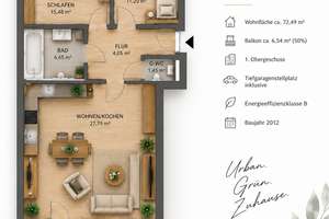 Moderne 3-Zimmer-Wohnung mit Balkon & Tiefgaragenstellplatz im beliebten Freiburg-Vauban – 79100 Vauban, Freiburg im Breisgau – Vorschaubild 4