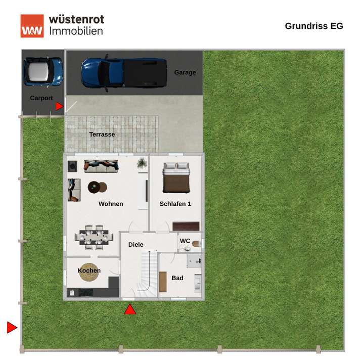 Grundriss EG mit Grundstück