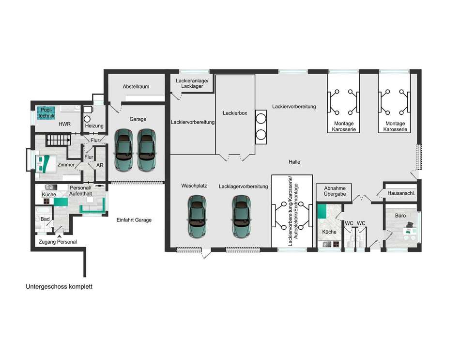 Untergeschoss Wohnhaus & Halle