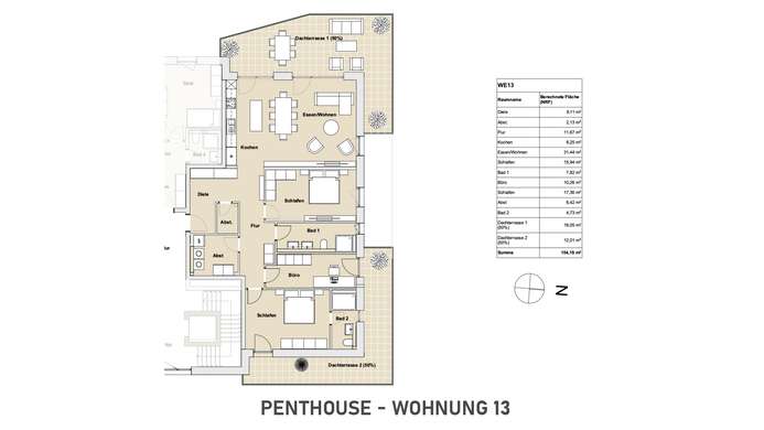 WHG. 13: Provisionsfrei KfW 40 Neubau Elz – 4 Zimmer ca. 154 m² Dachterrasse