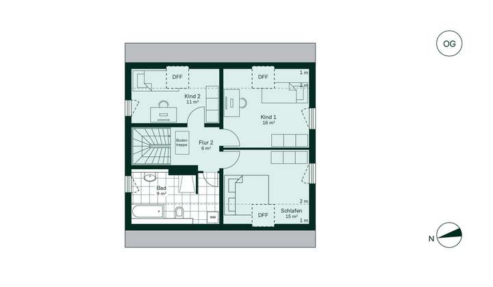 Geräumiges Obergeschoss mit...