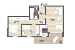 3 Zimmer + Mega-Sonnenbalkon: Viel Platz für Ihre Wohn-Ideen – Aubing-Ost-Straße 68/70, 81245 Altaubing, München – Vorschaubild 2