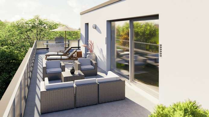 4-Zimmer-Penthouse im Mühlengarten – Erstbezug mit Dachterrasse im Effizienzhaus 40