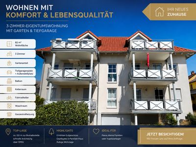 Moderne 3-Zimmer-Eigentumswohnung mit Balkon, Gartenanteil und Tiefgarage