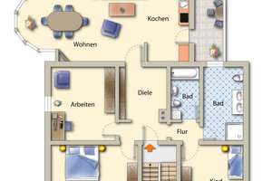 GROSSZÜGIGE OG-WOHNUNG -  4 Zi mit BALKON - 2 BÄDER - ca. 133 m² Wfl. - GRÜNE LAGE - PERSEBECK – Wiethagenweg  48, 44227 Persebeck-Kruckel-Schnee, Dortmund – Vorschaubild 3