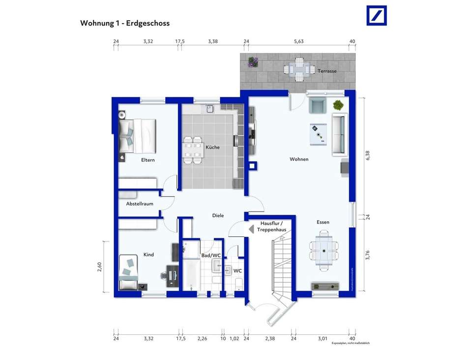 Grundris WE 1 EG - möbliert