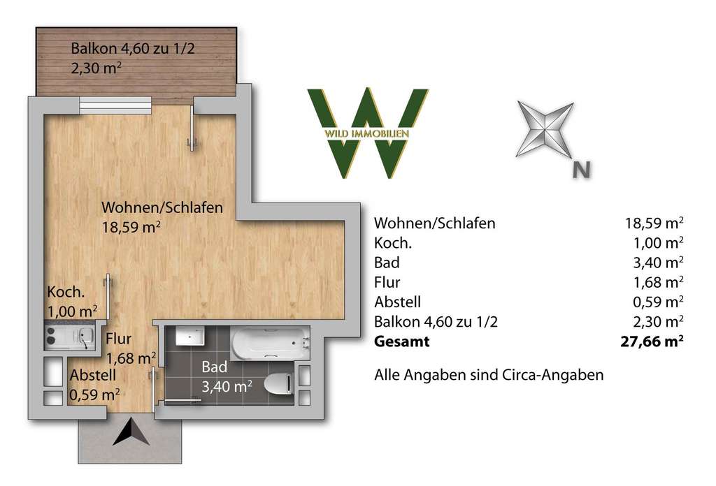 Immobilie in München - ERBPACHT!  1-ZIMMER-WOHNUNG MIT BALKON -  SOFORT BEZIEHBAR - Bild 2