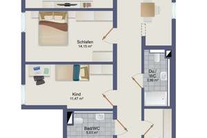 Gut geschnittene 3-Zimmer-Wohnung mit 2 Bäder in zentraler Lage – Fürstenriederstraße 276, 81377 Neuhadern, München – Vorschaubild 7