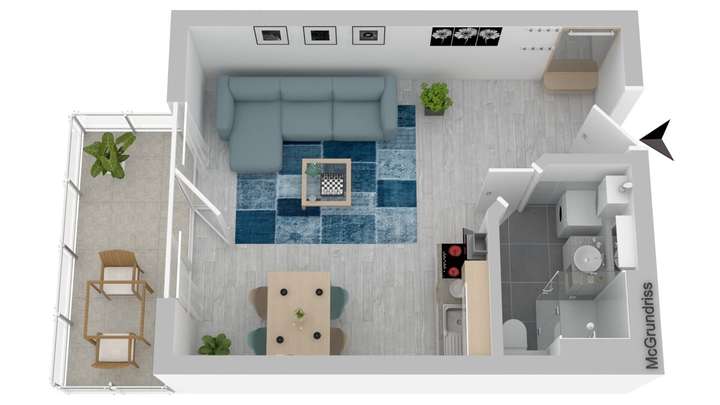 Grundriss App mit Balkon