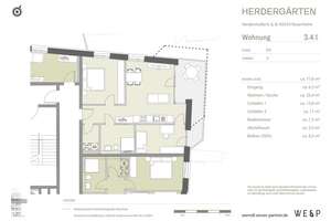 3-Zimmer-Neubauwohnung mit ca. 78 m², hochwertiger Ausstattung, Einbauküche & Ostbalkon in Rosenheim – Die vollständige Adresse der Immobilie erhältst du vom Anbieter., 83024 Nord, Rosenheim – Vorschaubild 2