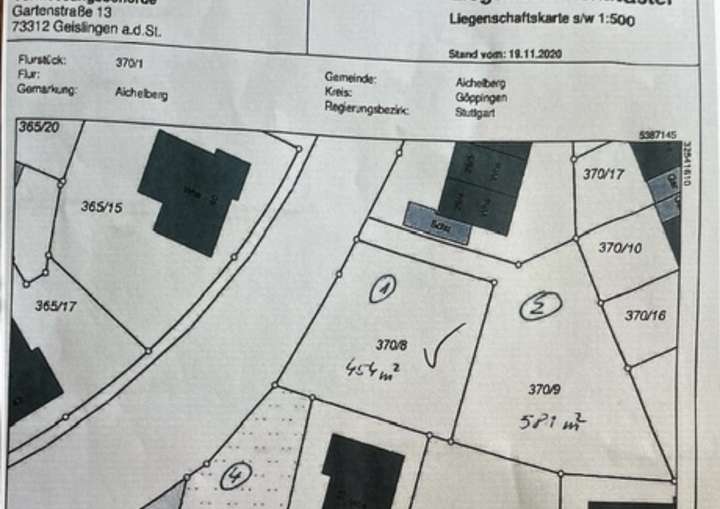 Lageplan Grundstück 370/9