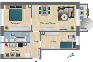 3-Raum-Wohnung mit Balkon – Mittelweg 18, 7381 Pößneck – Vorschaubild 8