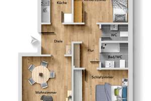 Schöne 3-Zimmer-Wohnung mit Südwest-Loggia, Stellplatz+Einbauküche in Pützchen – Die vollständige Adresse der Immobilie erhältst du vom Anbieter., 53229 Pützchen/Bechlinghoven, Bonn – Vorschaubild 3