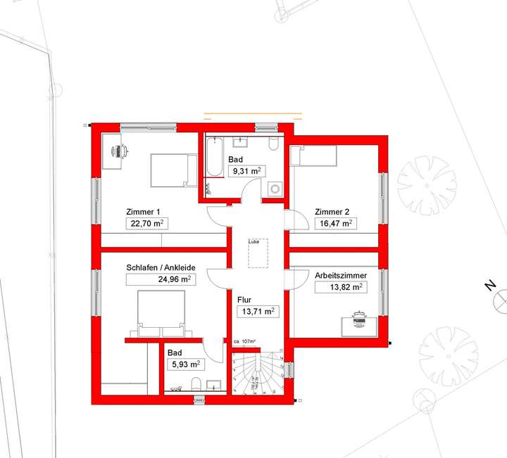 OG Grundriss - Grundstück Syrg