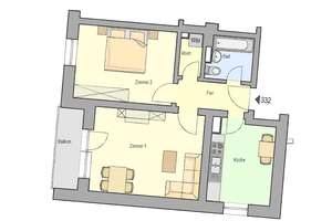 Schöne 2-Zimmer-Wohnung mit modernisiertem Bad
