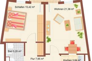 5,8 % IST-Rendite, renovierte 2 Zimmer Wohnung mit Balkon, EBK und Stellplatz – 4209 Grünau-Mitte, Leipzig – Vorschaubild 9