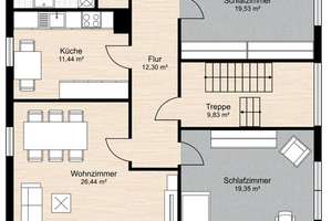 Helle 3-Zimmer Wohnung 105qm mit Balkon in Burgholzhausen