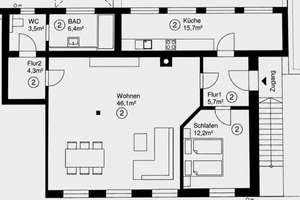 Loftartiges Wohnen auf 94 m² – eigener Eingang, Wohnstudio und Blick ins Grüne – Die vollständige Adresse der Immobilie erhältst du vom Anbieter., 75181 Würm, Pforzheim – Vorschaubild 9